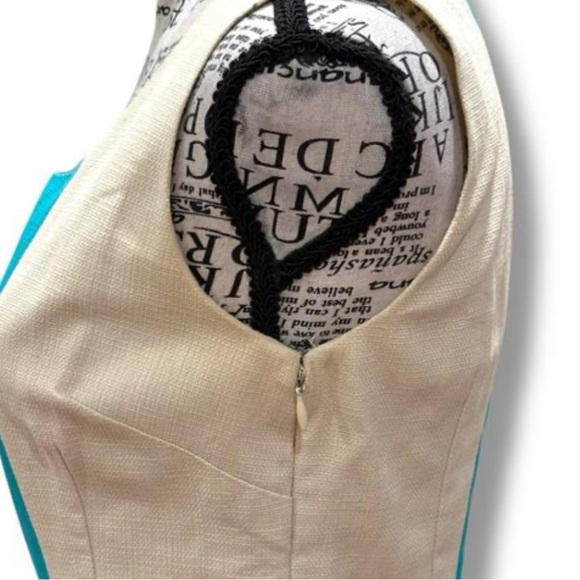 Anthropologie Tabitha size 6 Green & Blue Pleated Cotton Color-block Mini Dress - Picture 6 of 8